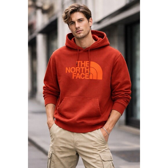 The North Face Other - The North Face Mens Hoodie M Rust Orange Logo Pullover Cotton Blend